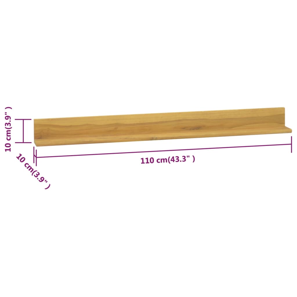 Wall Shelves 2 pcs 110x10x10 cm Solid Wood Teak