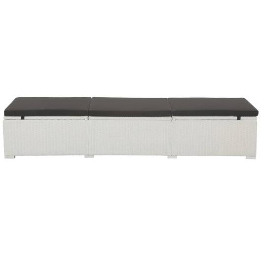 Sun Lounger with Black Cushion Poly Rattan White Sun Lounger with Black Cushion Poly Rattan White