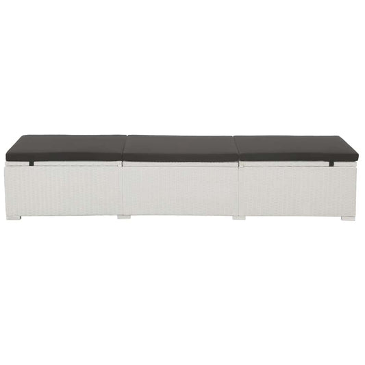Sun Lounger with Black Cushion Poly Rattan White Sun Lounger with Black Cushion Poly Rattan White
