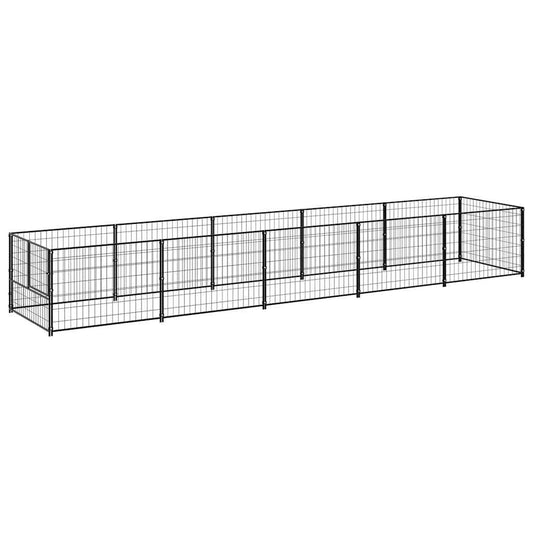 Dog Kennel Black 5 m² Steel Dog Kennel Black 5 m² Steel