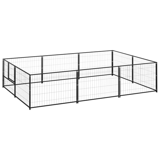 Dog Kennel Black 6 m² Steel Dog Kennel Black 6 m² Steel