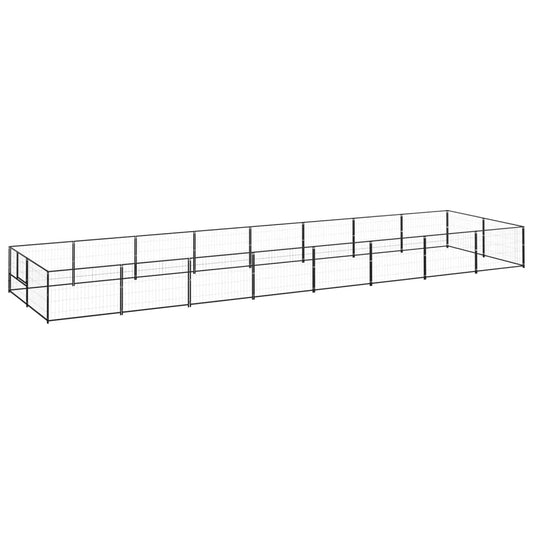 Dog Kennel Black 16 m² Steel Dog Kennel Black 16 m² Steel