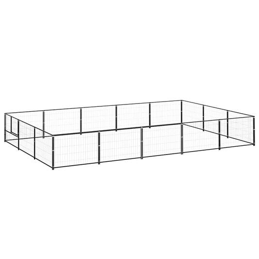Dog Kennel Black 15 m² Steel Dog Kennel Black 15 m² Steel