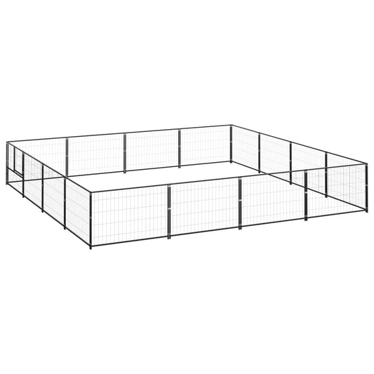 Dog Kennel Black 16 m² Steel Dog Kennel Black 16 m² Steel