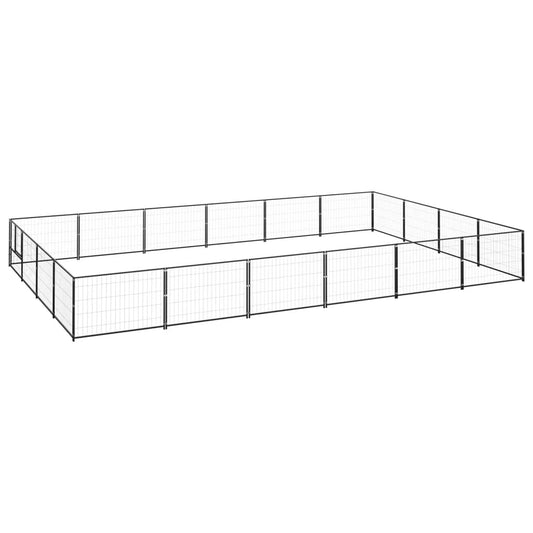 Dog Kennel Black 24 m² Steel Dog Kennel Black 24 m² Steel