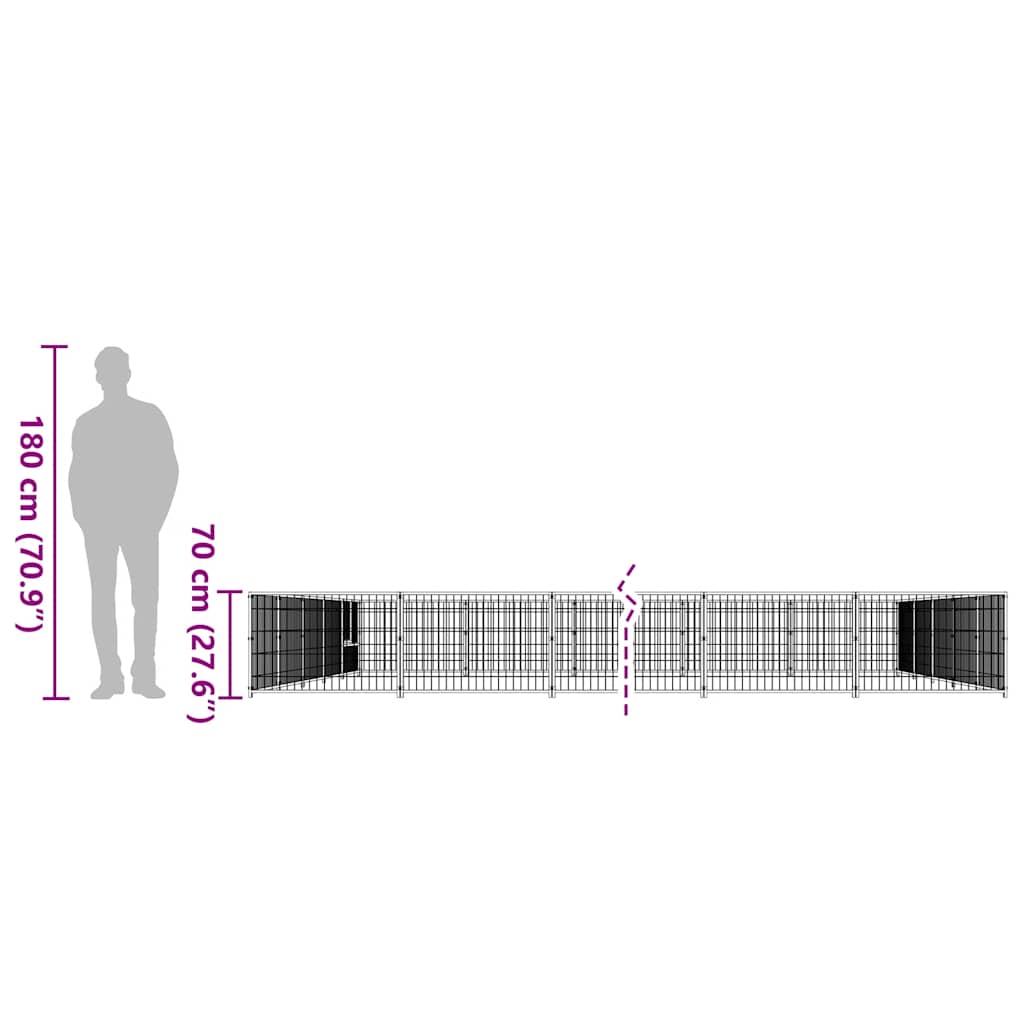 Dog Kennel Black 40 m² Steel