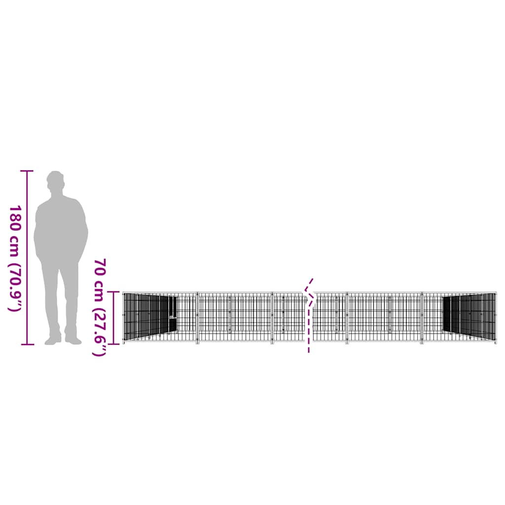 Dog Kennel Black 45 m² Steel