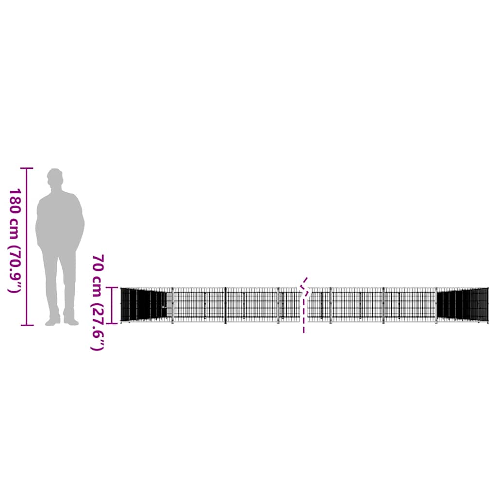 Dog Kennel Black 90 m² Steel