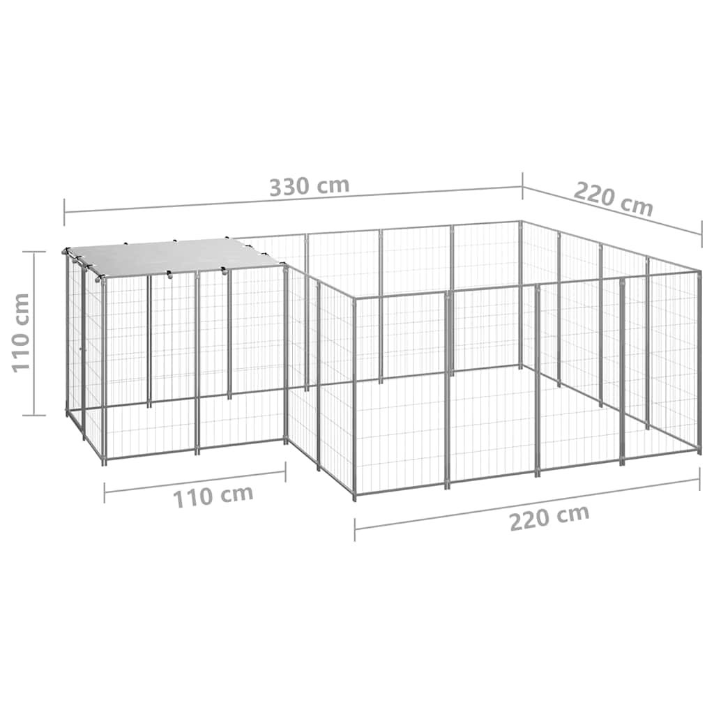Dog Kennel Silver 6,05 m² Steel
