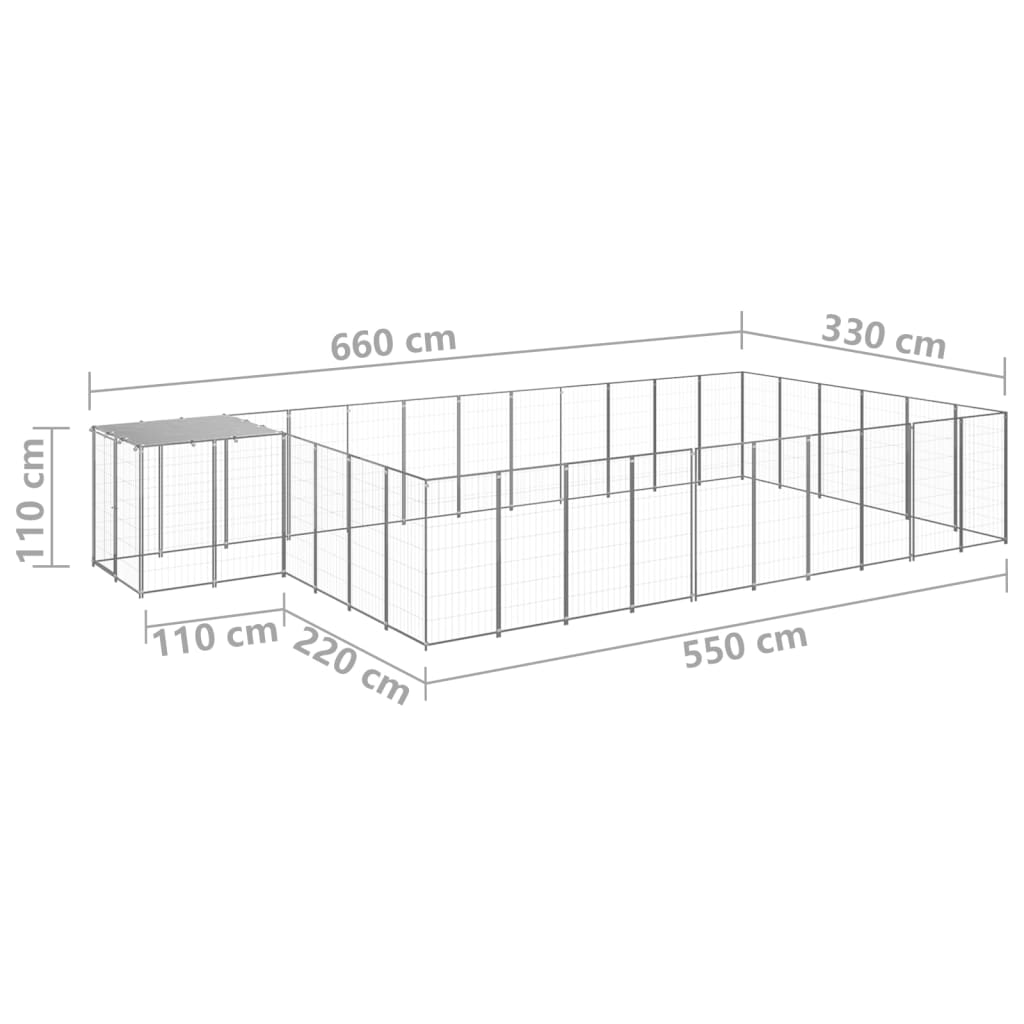 Dog Kennel Silver 19.36 m² Steel