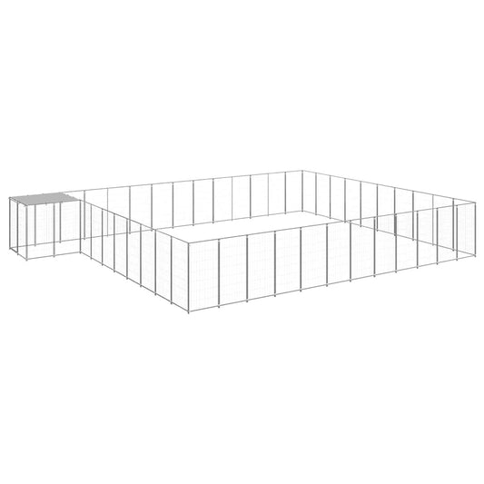 Dog Kennel Silver 37.51 m² Steel Dog Kennel Silver 37.51 m² Steel