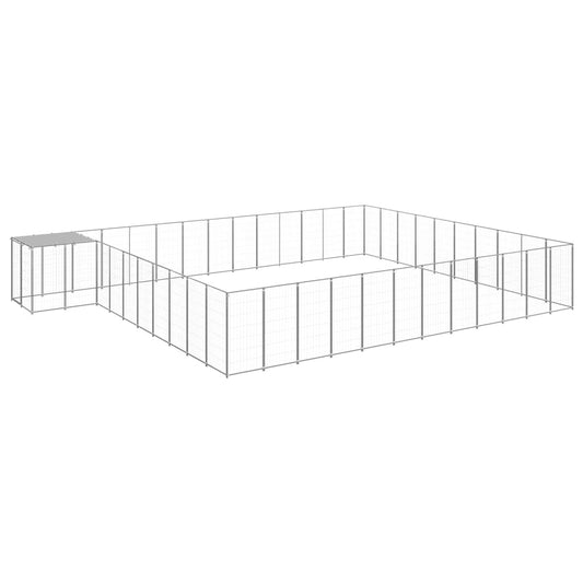 Dog Kennel Silver 37.51 m² Steel Dog Kennel Silver 37.51 m² Steel