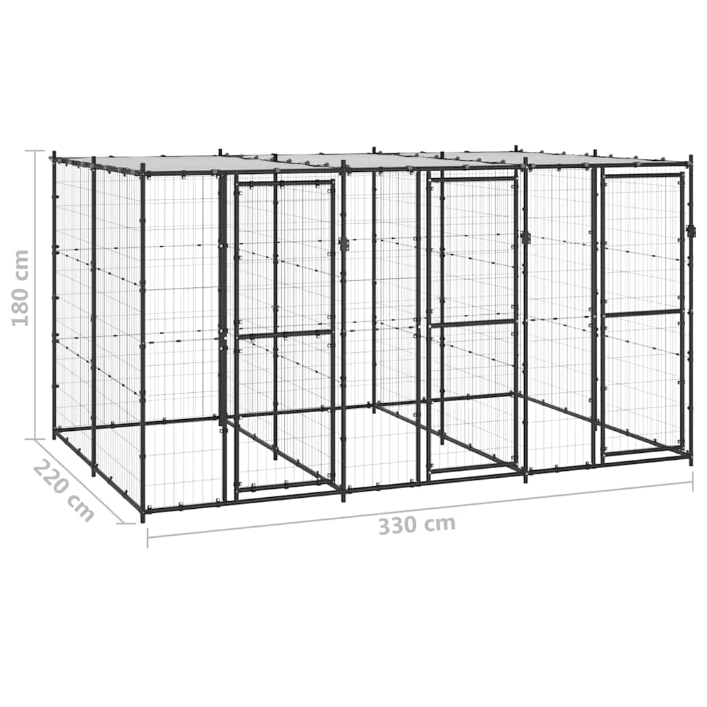 Outdoor Dog Kennel Steel with Roof 7,26 m²