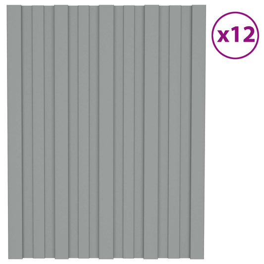 Roof Panel 12 pcs Grey 60 x 45 cm Galvanised steel Roof Panel 12 pcs Grey 60 x 45 cm Galvanised steel