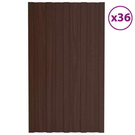 Roof Panel 36 pcs Brown 80 x 45 cm Galvanised steel Roof Panel 36 pcs Brown 80 x 45 cm Galvanised steel
