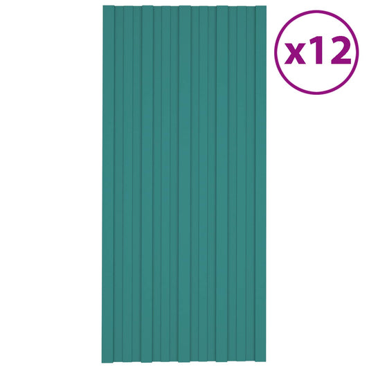 Roof Panel 12 pcs Green 100 x 45 cm Galvanised steel Roof Panel 12 pcs Green 100 x 45 cm Galvanised steel