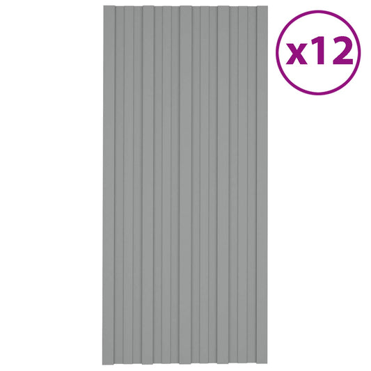 Roof Panel 12 pcs Grey 100 x 45 cm Galvanised steel Roof Panel 12 pcs Grey 100 x 45 cm Galvanised steel