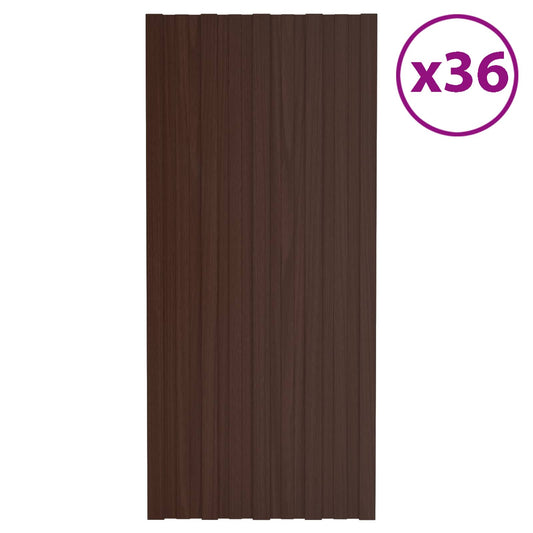 Roof Panel 36 pcs Brown 100 x 45 cm Galvanised steel Roof Panel 36 pcs Brown 100 x 45 cm Galvanised steel