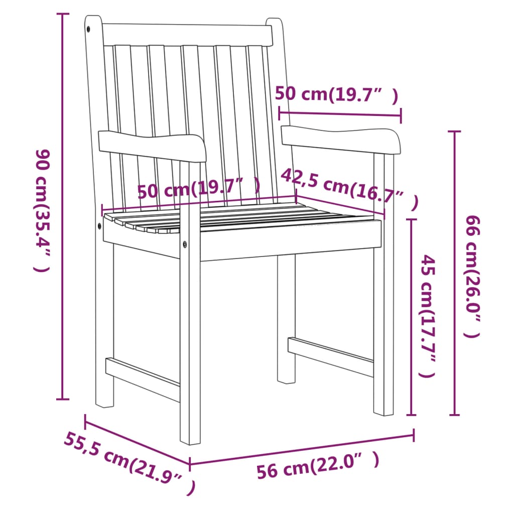 Garden chairs 2 pcs Natural Solid Acacia Wood
