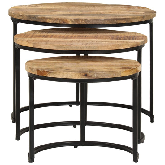 Nesting Tables 3 pcs Rough Mango Wood Nesting Tables 3 pcs Rough Mango Wood