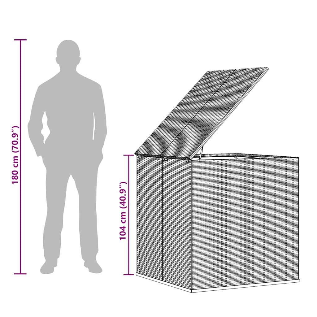Garden Cushion Box PE Rattan 100x97,5x104 cm Grey