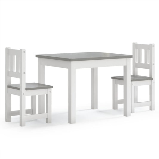 3 Piece Children Table and Chair Set White and Grey MDF 3 Piece Children Table and Chair Set White and Grey MDF