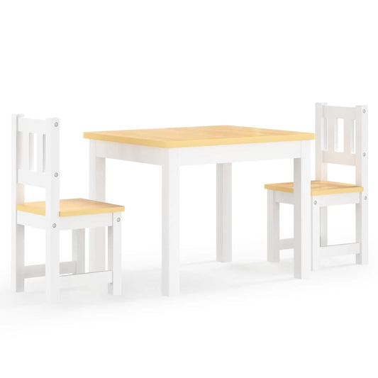 3 Piece Children Table and Chair Set White and Beige MDF 3 Piece Children Table and Chair Set White and Beige MDF