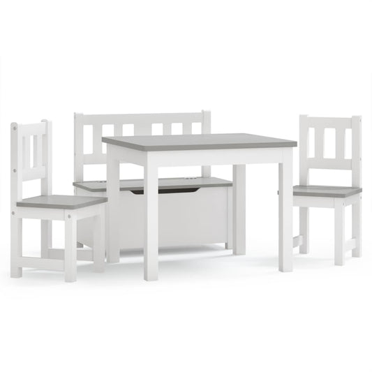 4 Piece Children Table and Chair Set White and Grey MDF 4 Piece Children Table and Chair Set White and Grey MDF