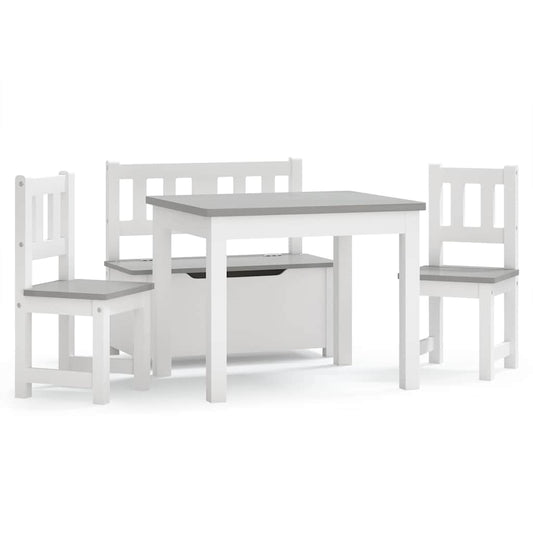 4 Piece Children Table and Chair Set White and Grey MDF 4 Piece Children Table and Chair Set White and Grey MDF