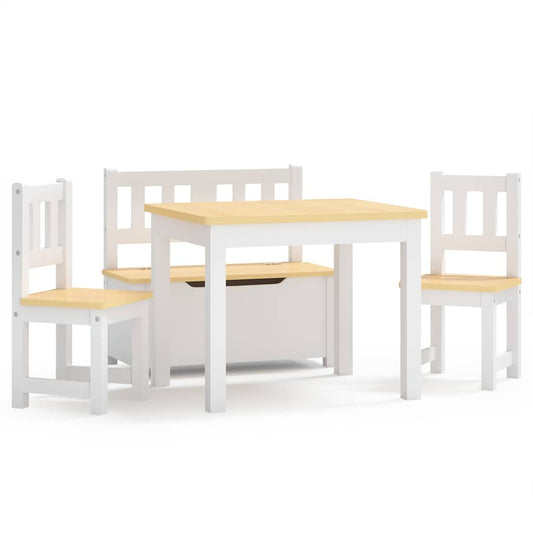 4 Piece Children Table and Chair Set White and Beige MDF 4 Piece Children Table and Chair Set White and Beige MDF