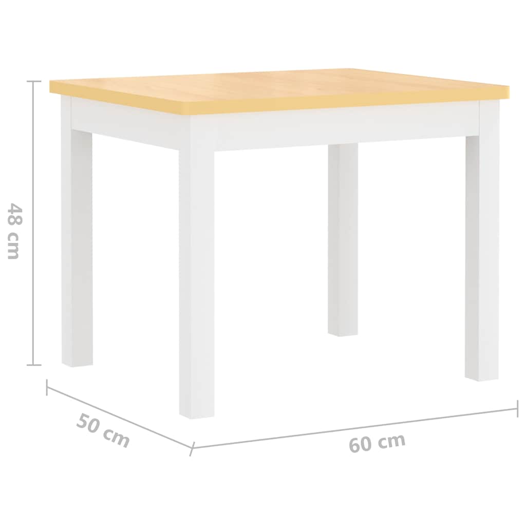 4 Piece Children Table and Chair Set White and Beige MDF