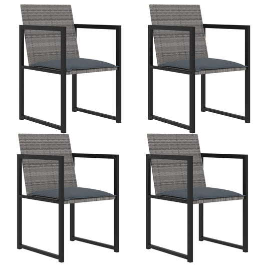 5 Piece Outdoor Dining Set with Cushions Poly Rattan Grey 5 Piece Outdoor Dining Set with Cushions Poly Rattan Grey