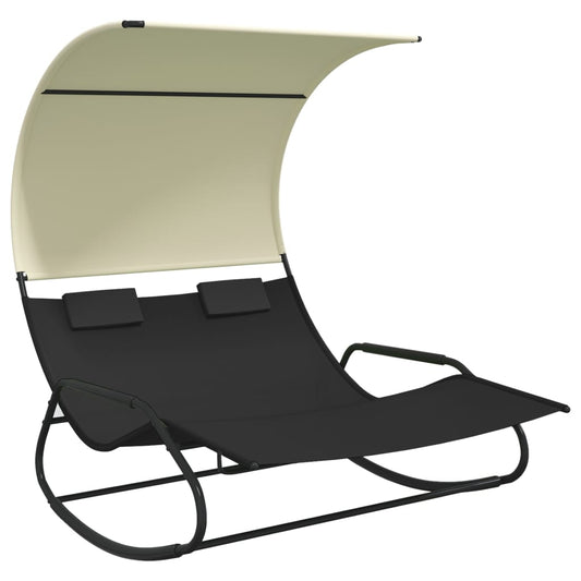 Double Sun Lounger | Black and Cream Double Sun Lounger | Black and Cream