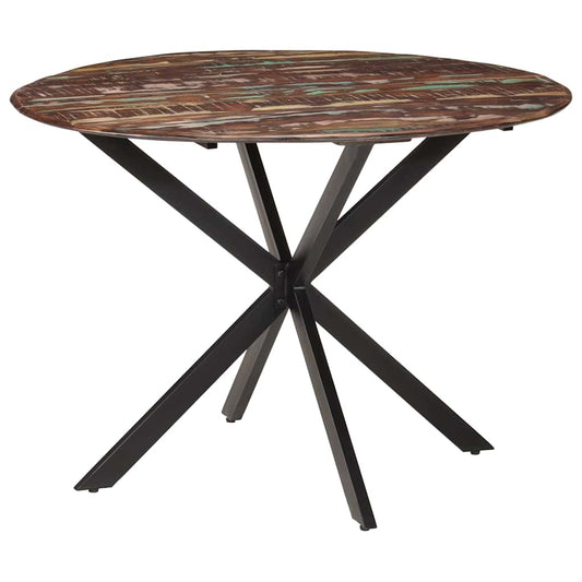 Dining Table Ø110x78 cm Solid Wood Reclaimed and Steel Dining Table Ø110x78 cm Solid Wood Reclaimed and Steel
