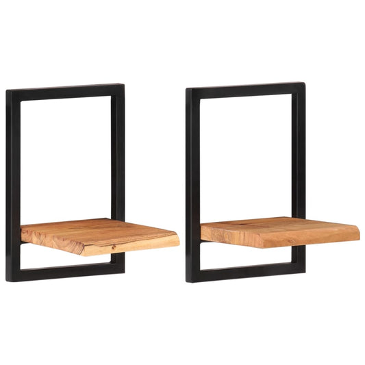 Wall Shelves 2 pcs 25x25x35 cm Solid Wood Acacia and Steel Wall Shelves 2 pcs 25x25x35 cm Solid Wood Acacia and Steel