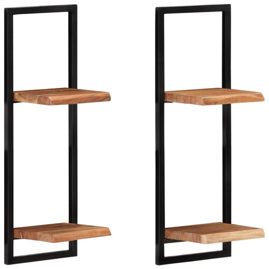 Wall Shelves 2 pcs 25x25x75 cm Solid Wood Acacia and Steel Wall Shelves 2 pcs 25x25x75 cm Solid Wood Acacia and Steel