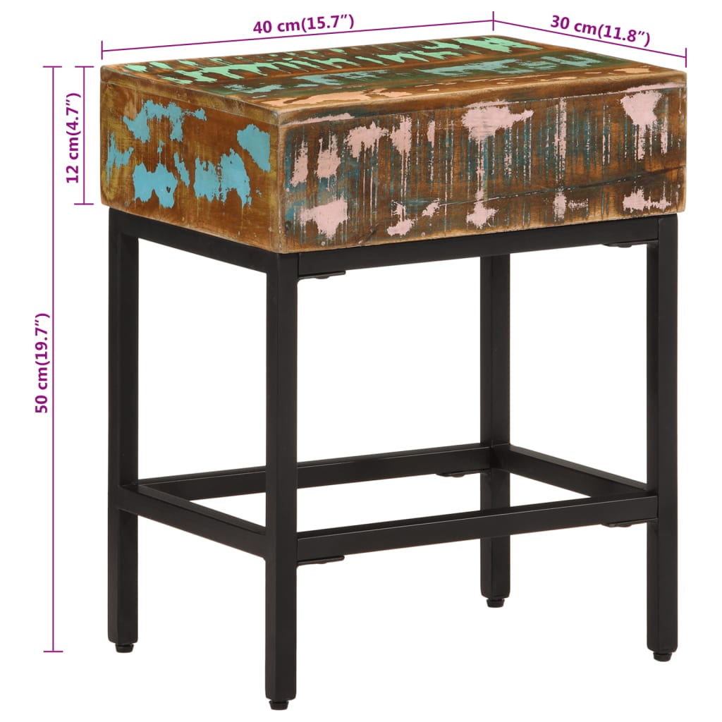 Side Table 40x30x51 cm Solid Wood Reclaimed