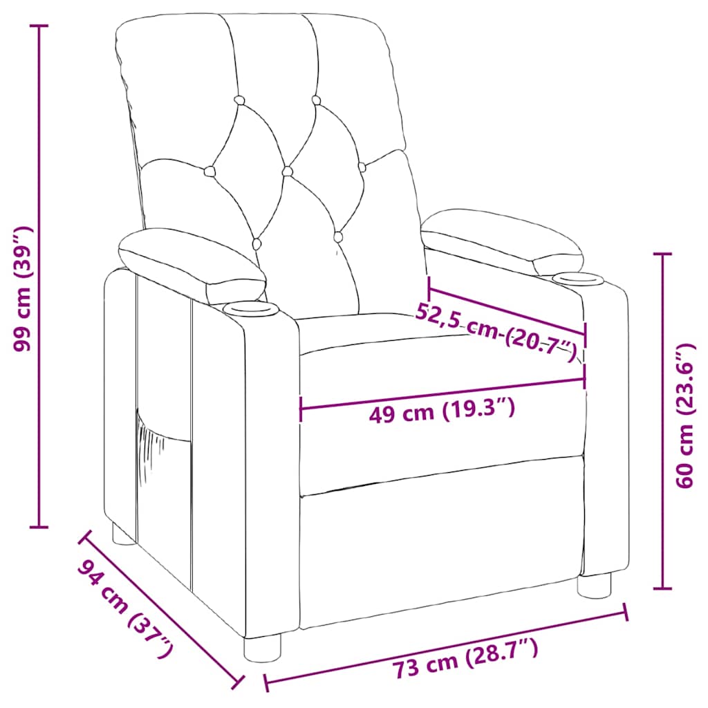 Recliner Chair Dark Brown Fabric