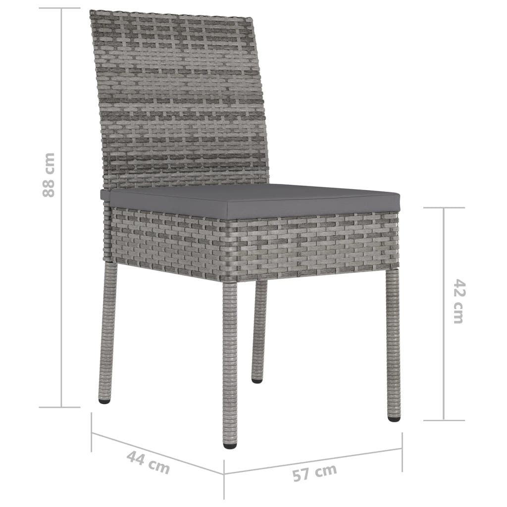 Dining Chair | Set of 4 | Grey | Poly Rattan | Standard | Light Weight