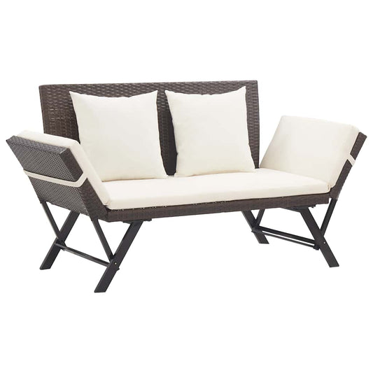 Garden Bench with Cushions Brown 176 cm Poly Rattan Garden Bench with Cushions Brown 176 cm Poly Rattan