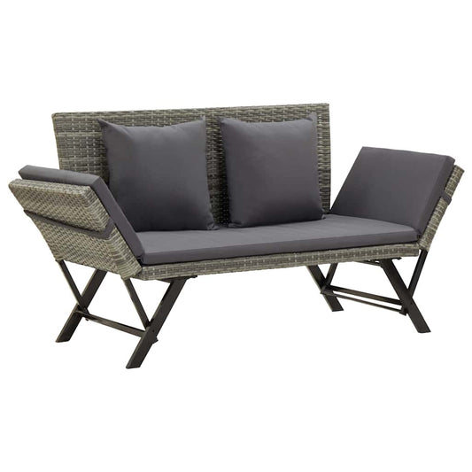 Garden Bench with Cushions Grey 176 cm Poly Rattan Garden Bench with Cushions Grey 176 cm Poly Rattan