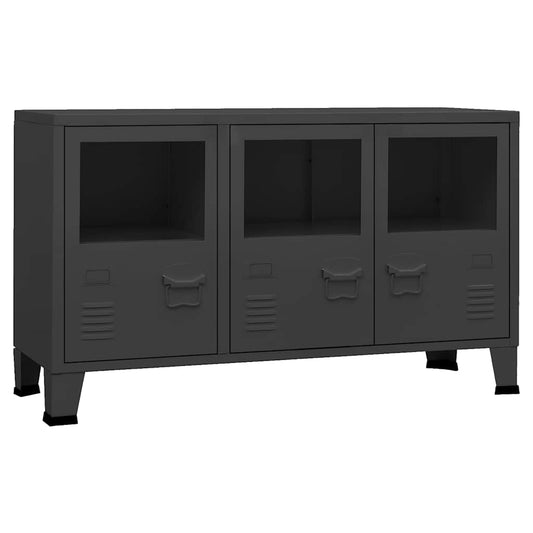 339608 vidaXL Industrial Sideboard Black 105x35x62 cm Metal and Glass 339608 vidaXL Industrial Sideboard Black 105x35x62 cm Metal and Glass