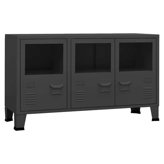 Industrial Sideboard Anthracite 105x35x62 cm Metal and Glass Industrial Sideboard Anthracite 105x35x62 cm Metal and Glass