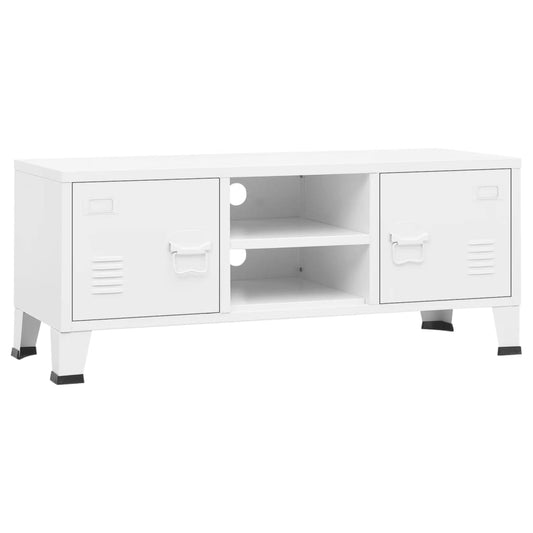 Industrial TV Cabinet White 105x35x42 cm Metal Industrial TV Cabinet White 105x35x42 cm Metal
