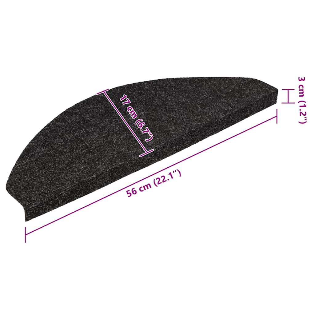 Stair Mats Self-adhesive 15 pcs 56x17x3 cm Black