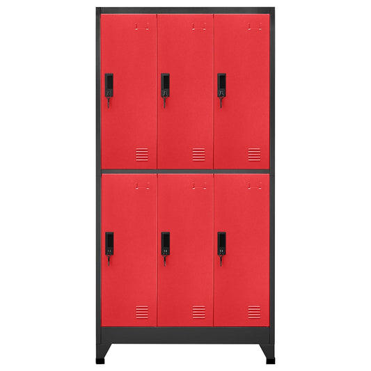 Locker Cabinet Anthracite and Red 90x45x180 cm Steel Locker Cabinet Anthracite and Red 90x45x180 cm Steel