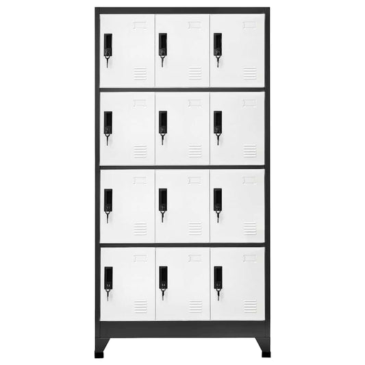 Locker Cabinet Anthracite and White 90x45x180 cm Steel Locker Cabinet Anthracite and White 90x45x180 cm Steel