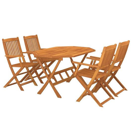 Dining Set | Natural Wood | Solid Acacia Wood | 5 Piece Set | Foldable Dining Set | Natural Wood | Solid Acacia Wood | 5 Piece Set | Foldable