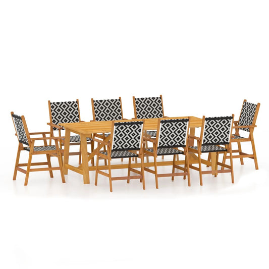 Garden Dining Set | Brown | Solid Acacia wood, Poly Rattan | 9 Piece Set Garden Dining Set | Brown | Solid Acacia wood, Poly Rattan | 9 Piece Set