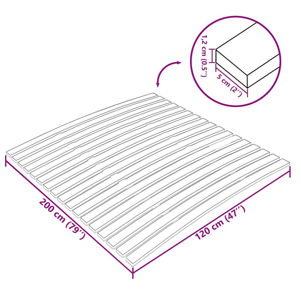 340074 vidaXL Bed Slats Replacement with 17 Slats 120x200 cm